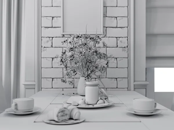 3D визуализация интерьера гостиной в стиле современной классики — стоковое фото