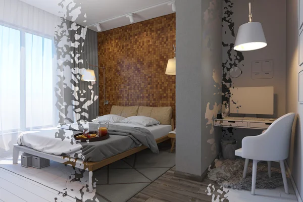 Illustrazione 3d di camere da letto in stile scandinavo — Foto Stock