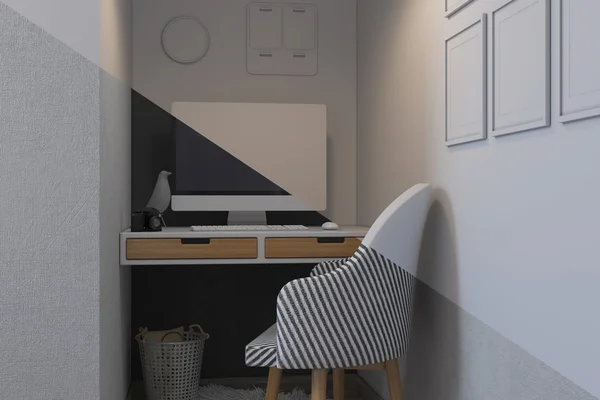 Ilustrație 3D a dormitoarelor într-un stil scandinav — Fotografie, imagine de stoc