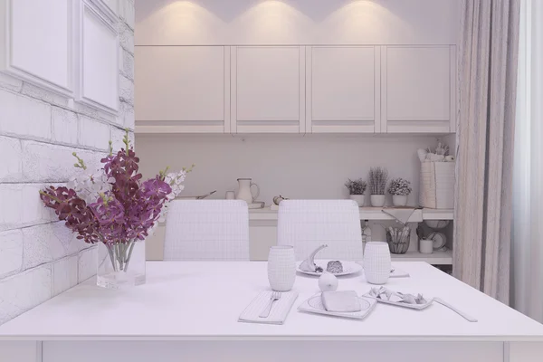 3d rendu de design d'intérieur de cuisine dans un style moderne . — Photo