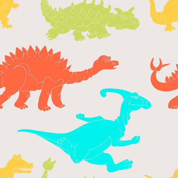 Vectorillustratie van een naadloze herhalend patroon van dinosauriërs — Stockvector