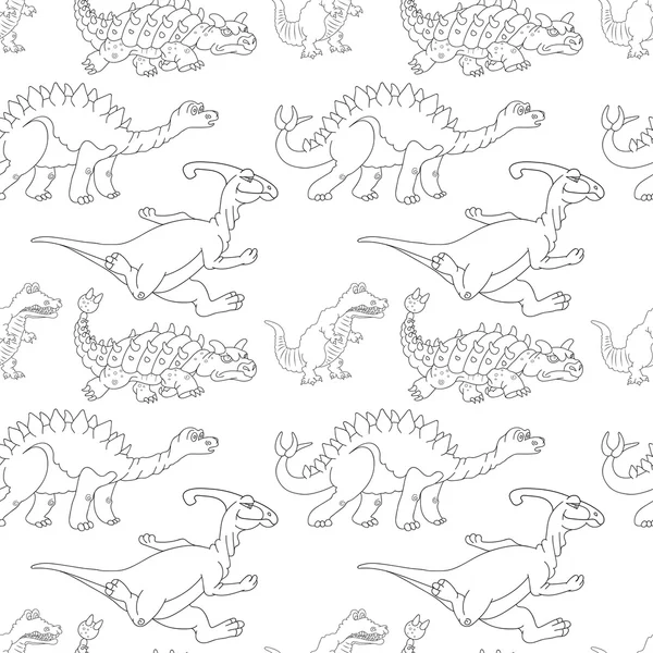 Ilustração vetorial de um padrão de repetição sem costura de dinossauros —  Vetores de Stock