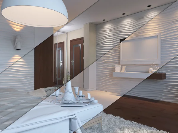 3D визуализация интерьера спальни в современном стиле . — стоковое фото