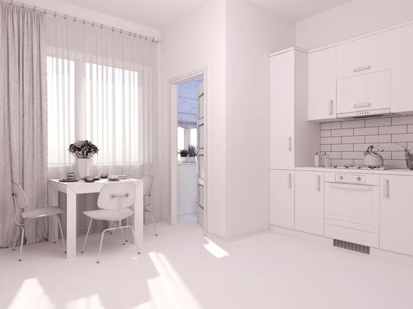 3D látványtervezés, belsőépítészet, élő-ban egy stúdió apartman — Stock Fotó