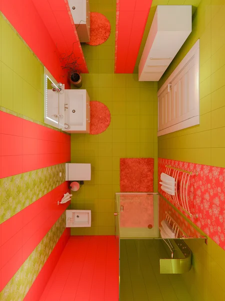 Representación 3D de un diseño interior de baño para niños . —  Fotos de Stock