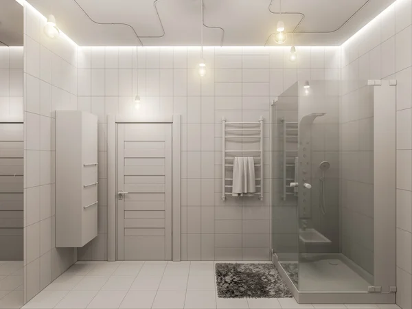 儿童浴室室内设计的 3d 渲染. — 图库照片