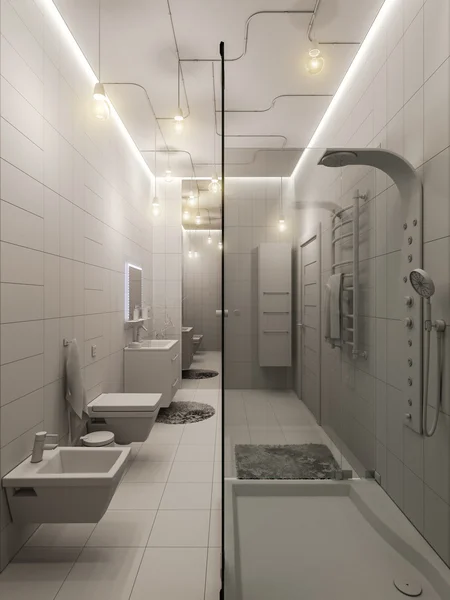 3D-weergave van een badkamer interieur design voor kinderen. — Stockfoto