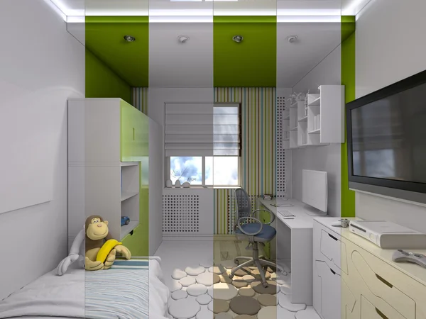 3D-Darstellung eines Kinderzimmers für einen Jungen — Stockfoto