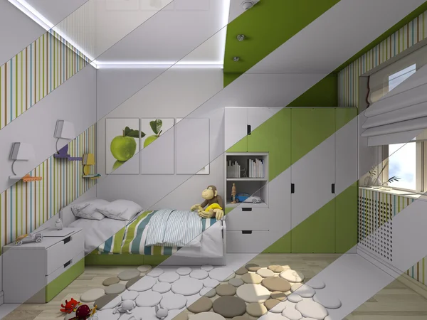 3D render van een kinderkamer voor een jongen — Stockfoto