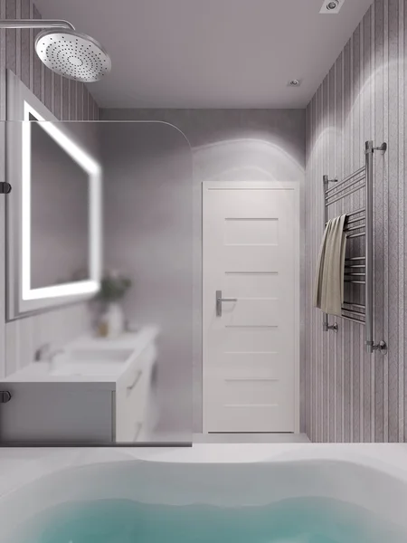 Representación 3D de un cuarto de baño en un estilo clásico moderno . — Foto de Stock