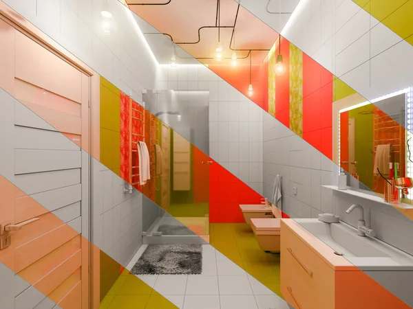 3D-rendering av en badrumsinredning för barn. — Stockfoto
