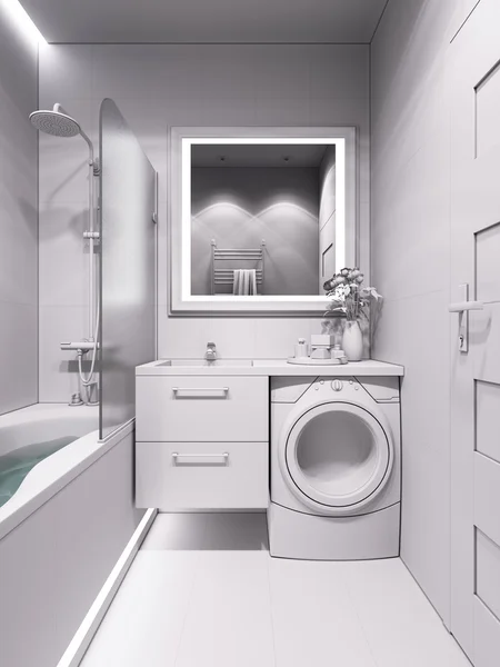 3D vykreslování koupelnu v moderní klasického stylu. — Stock fotografie