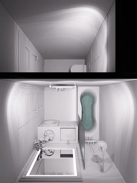 Representación 3D de un cuarto de baño en un estilo clásico moderno . — Foto de Stock