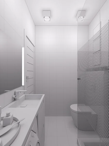 在现代风格的浴室的 3d 渲染. — 图库照片