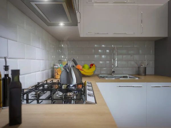 3D-Rendering Küche Dekor. Innenarchitektur in modernem Stil — Stockfoto