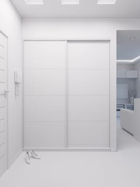 3D дизайн интерьера зала в современной однокомнатной квартире — стоковое фото