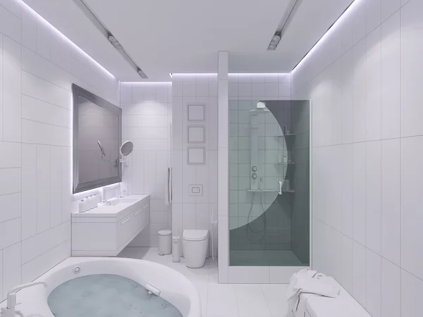 3d 渲染室内设计的浴室 — 图库照片