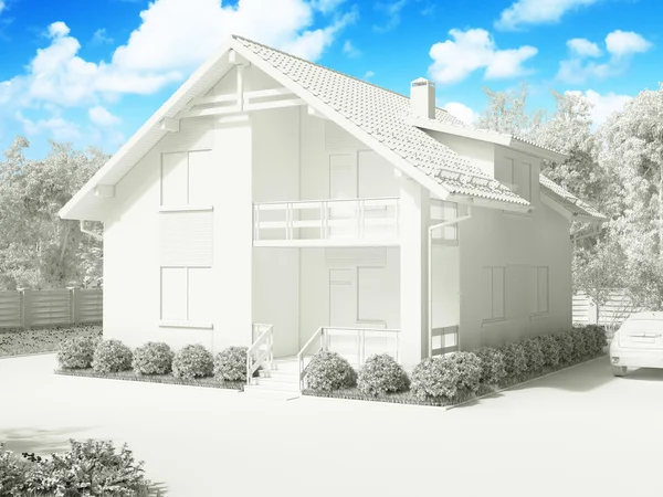 3D-rendering van particuliere voorsteden, twee verdiepingen tellende huis in een moderne st — Stockfoto