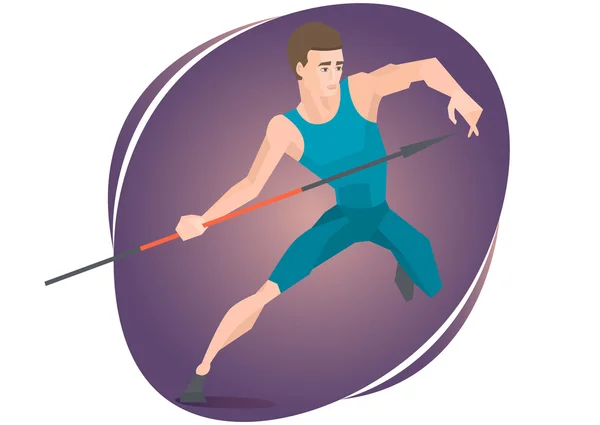 Ilustración vectorial de un atleta lanzando una jabalina . — Vector de stock