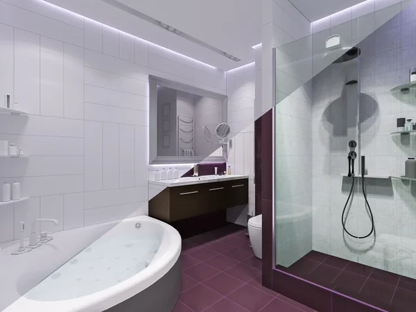 3d 渲染室内设计的浴室 — 图库照片