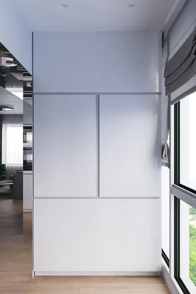 3d renderização de um armário de cozinha para fazer café. Design de interiores moderno — Fotografia de Stock