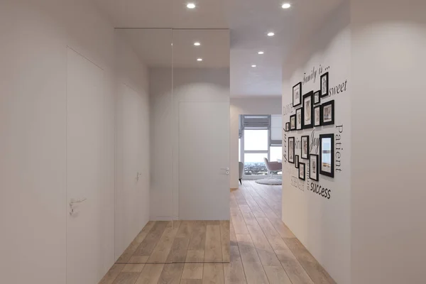 3d visualización del interior de la sala, apartamento de la ciudad — Foto de Stock