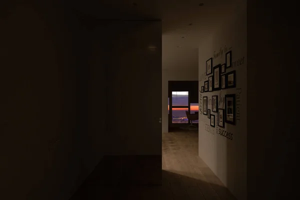 Koridorun iç kısmının 3 boyutlu görüntüsü, şehir dairesi. — Stok fotoğraf