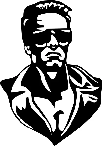 Vector illustratie toont een Arnold Schwarzenegger als Terminator T800 — Stockvector