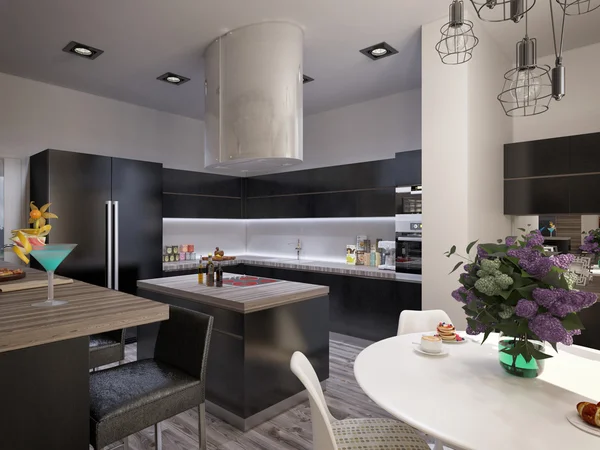 Interior design soggiorno con cucina — Foto Stock