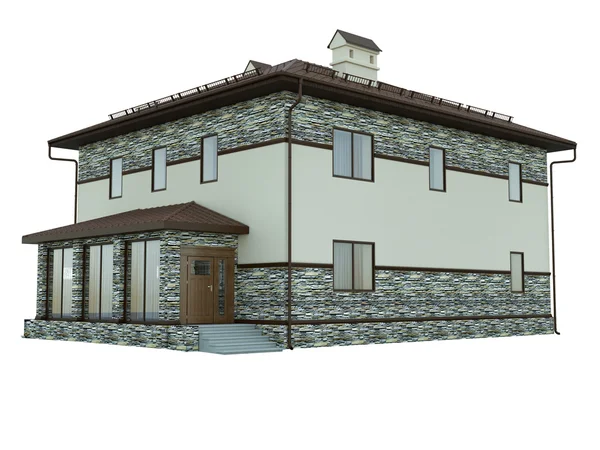 3D-weergave van een country house — Stockfoto