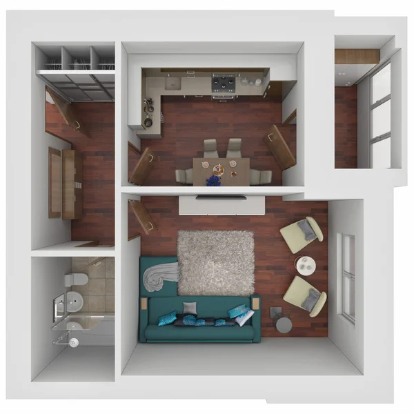 3D-lay-out van het appartement — Stockfoto