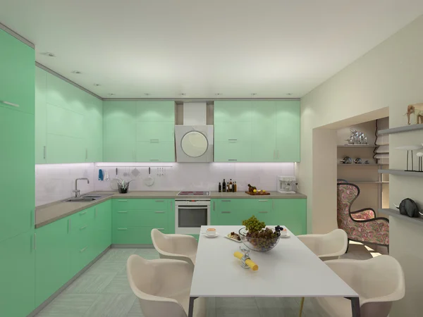 Ilustração 3d de pequenos apartamentos em cores pastel . — Fotografia de Stock