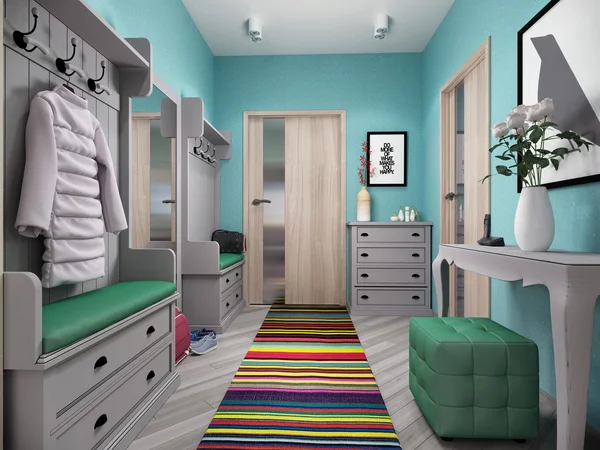 Ilustração 3d de pequenos apartamentos em cores pastel . — Fotografia de Stock