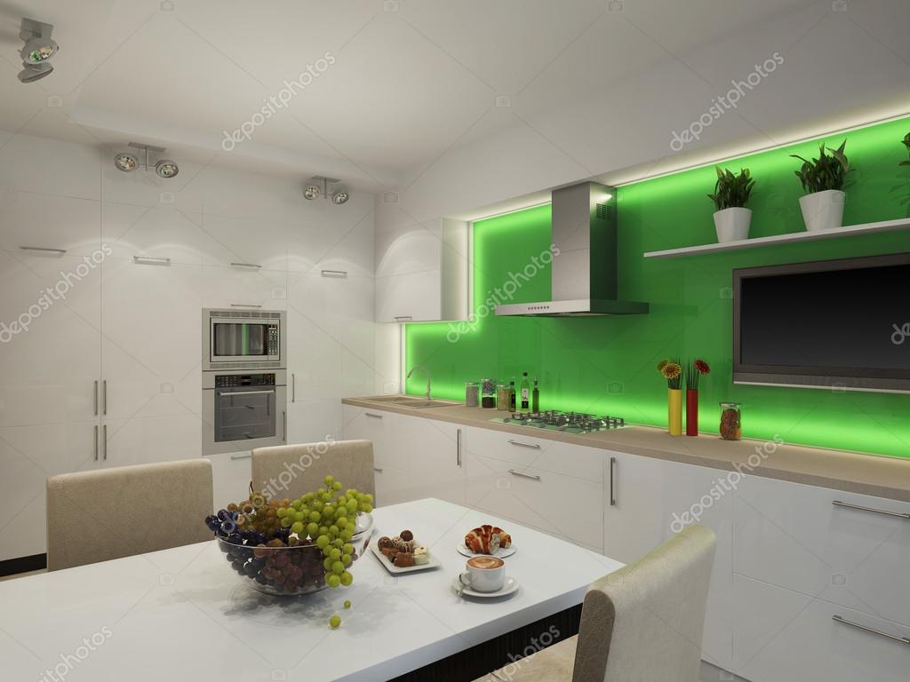 3d illustration of modern white kitchen — stock photo © richman21 ...