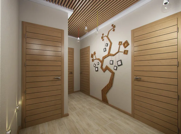 3D иллюстрация зала из древесного материала — стоковое фото