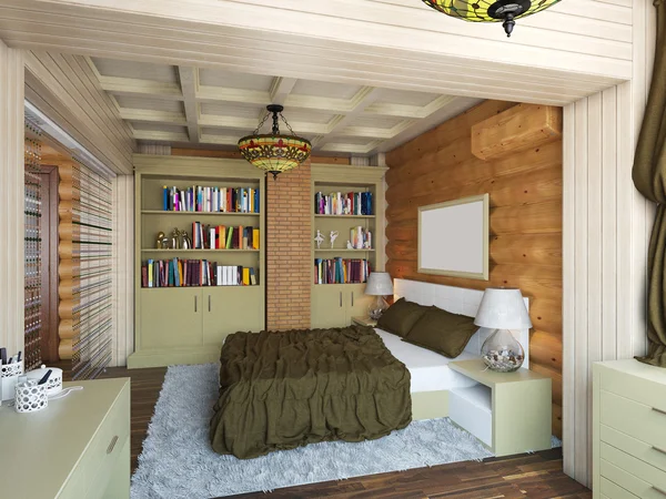 Illustration 3D du design intérieur d'une chambre à coucher dans la maison — Photo