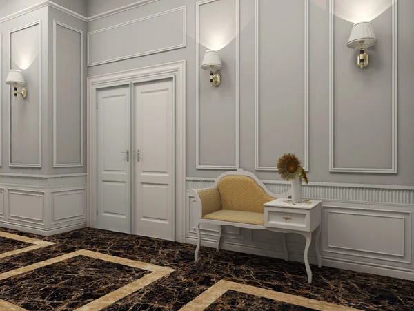 3D иллюстрация зала в классическом стиле — стоковое фото