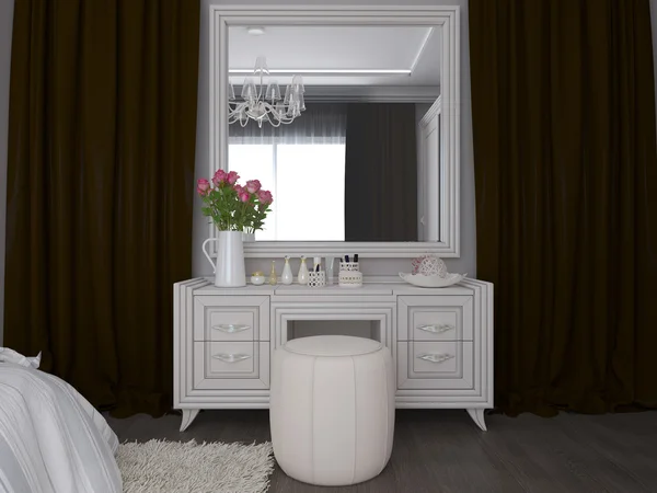 3D render van een witte kamer in klassieke stijl — Stockfoto