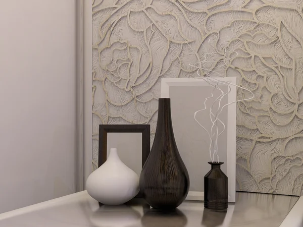 Ilustración 3D de un dormitorio blanco en estilo moderno —  Fotos de Stock