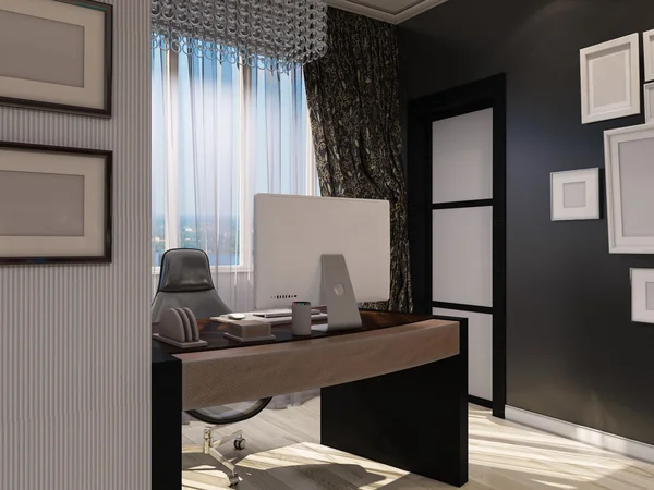 Ilustração 3D de uma sala de estar no estilo de uma arte deco. Cartão postal — Fotografia de Stock