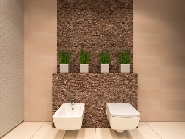 Ilustración 3D del baño en tonos marrones —  Fotos de Stock