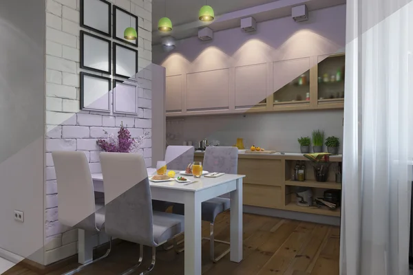 Ilustración 3D del apartamento de una habitación —  Fotos de Stock