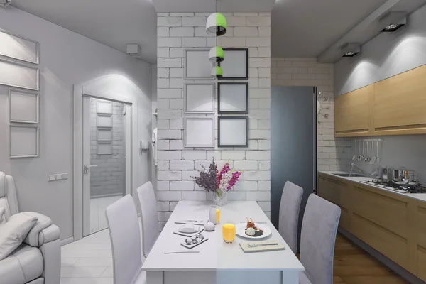 Ilustrasi 3D dari apartemen satu kamar — Stok Foto