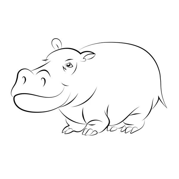 Ilustración de un alegre hipopótamo naranja — Vector de stock