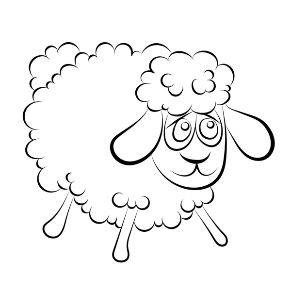 Illustration av ett gladlynt lamm med blå ögon — Stock vektor