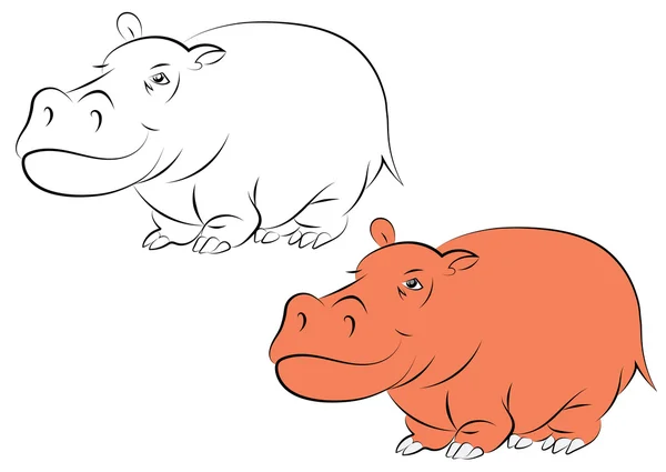 Illustration av en glad orange flodhäst — Stock vektor