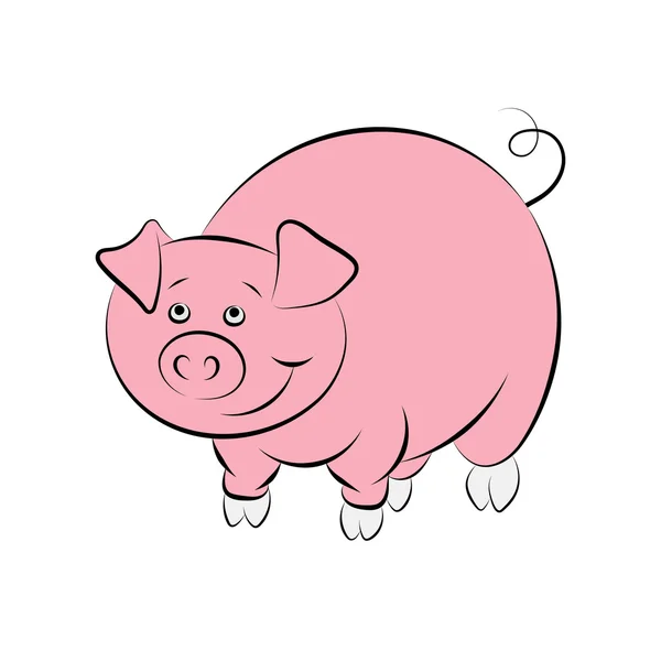 Illstration av glada och leende rosa gris för barnens bok — Stock vektor