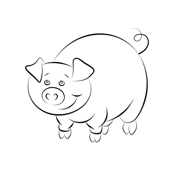 子供向けの本を私に微笑みかける豚の Illstration — ストックベクタ