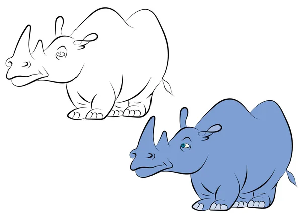 Illstration of a cheerful blue rhinoceros for the children's book — Stock Vector