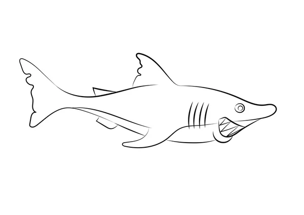 Иллюстрация анимационной акулы — стоковый вектор